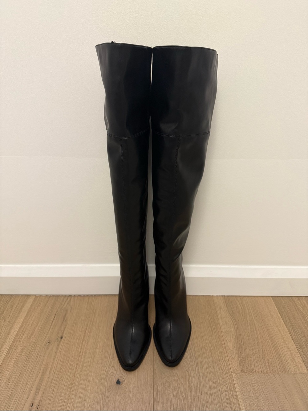 Zara Black Over-the-Knee Women's Leather Boots